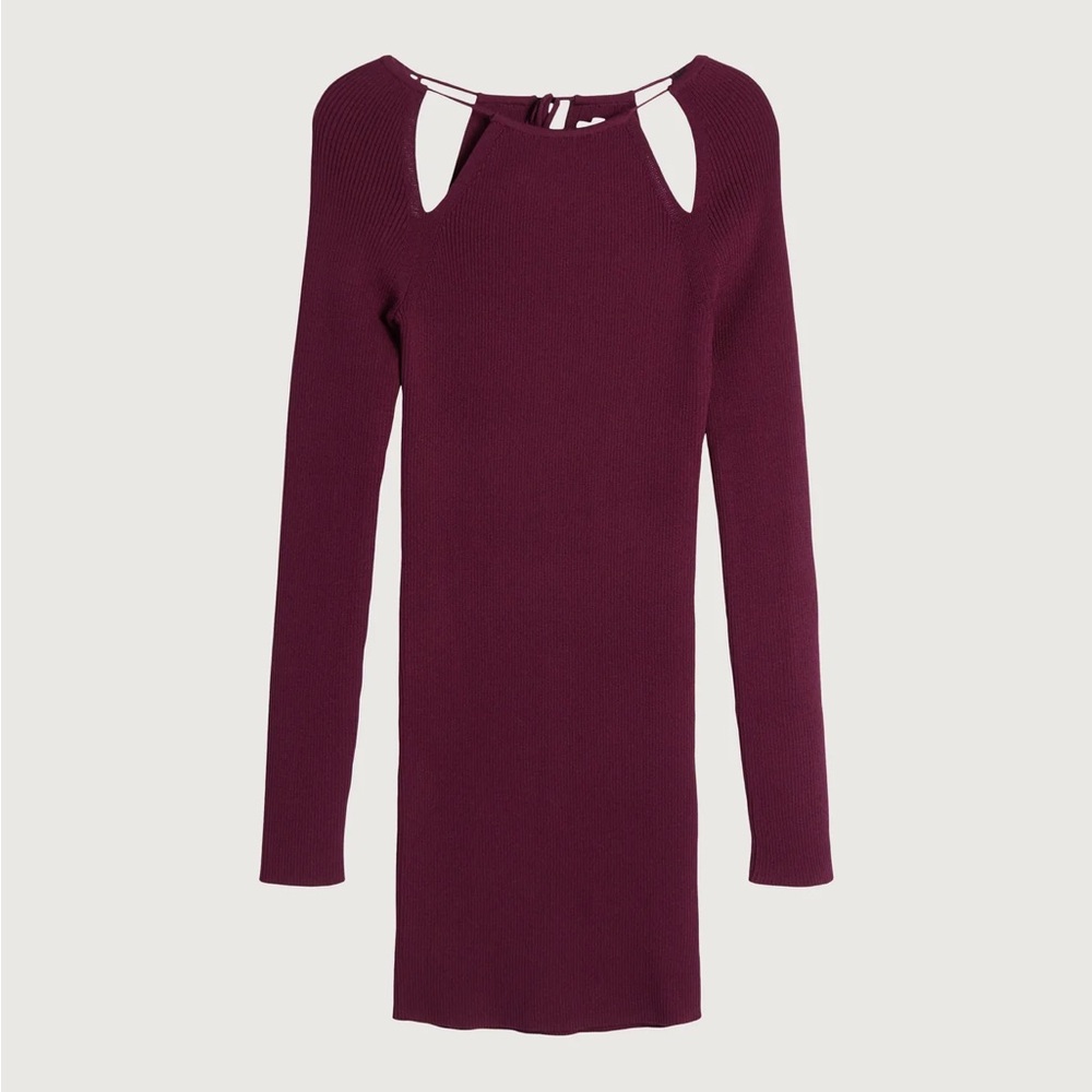 Oak + Fort Rib-Knit Mini Dress with Cutouts